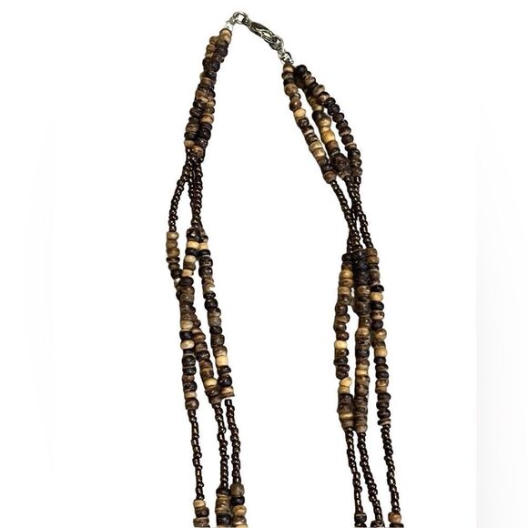 Vintage Avon SP Tigers Eye Wood Bead Necklace - Picture 3 of 5